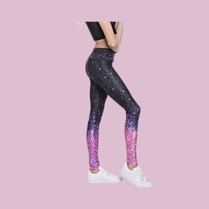 GoldSheep Pink Purple Sparkle Ombre Legging Size M